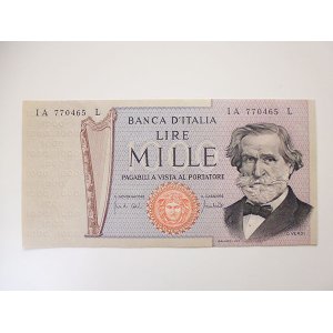 画像: イタリアのリラ紙幣　1000リラ　ジュゼッペ・ヴェルディ【カラー・ブラウン】