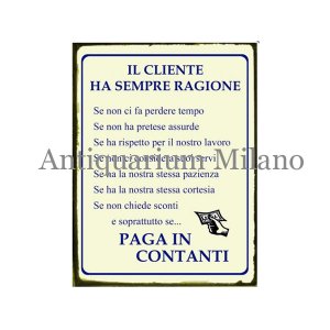 画像: イタリア語パネル　お客様のおっしゃる事はいつも正しい、ただし…　IL CLIENTE HA SEMPRE RAGIONE SE...【カラー・イエロー】