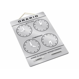 画像: イタリア語表記営業時間表　ORARIO DI APERTURA 時計・チェーン・吸盤付き 【カラー・グレー】