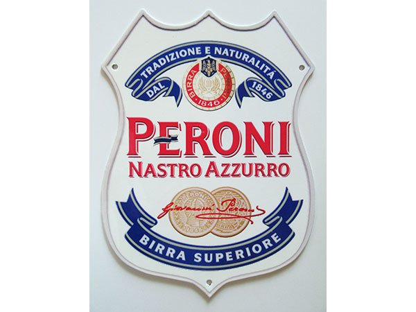 画像1: 【数量限定】アンティーク風 サインプレート イタリアビール PERONI NASTRO AZZURO BIRRA SUPERIORE【カラー・ブルー】【カラー・レッド】 (1)