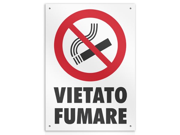 画像1: イタリア語表記  禁煙　VIETATO FUMARE 20 x 26.5 cm 【カラー・レッド】【カラー・ホワイト】 (1)
