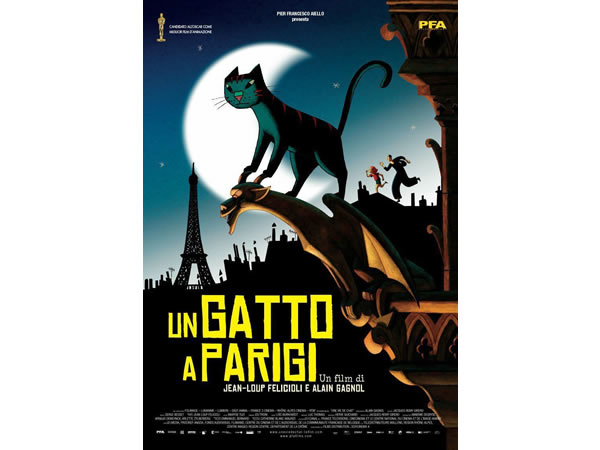 イタリア語, フランス語で観る映画 アニメ DVD アラン・ガニョルの「パリ猫ディノの夜」Une vie de chat A Cat in Paris  - Antiquarium Milano